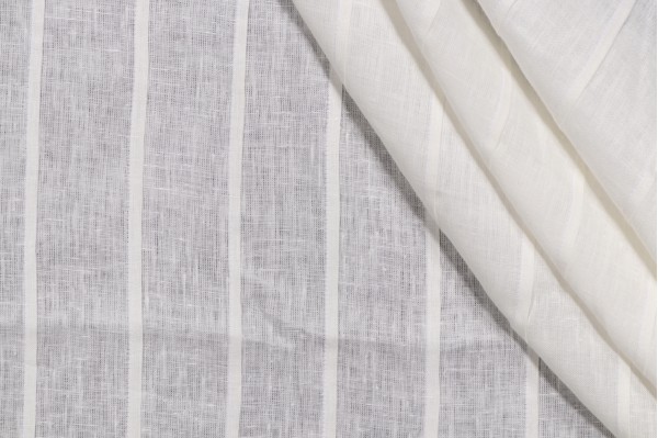 Thibaut Gathering W713007 Pleated Sheer Linen Drapery Fabric in Ivory