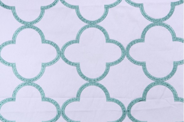 Anna French Mara W716004 Embroidered Drapery Fabric in Turquoise for Thibaut