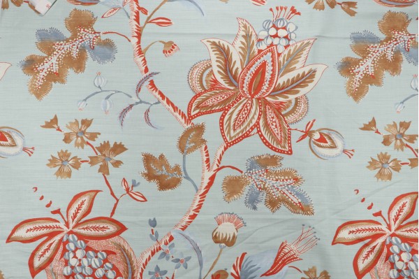 Thibaut Donegal F913003 Printed Linen Blend Drapery Fabric in Seafoam
