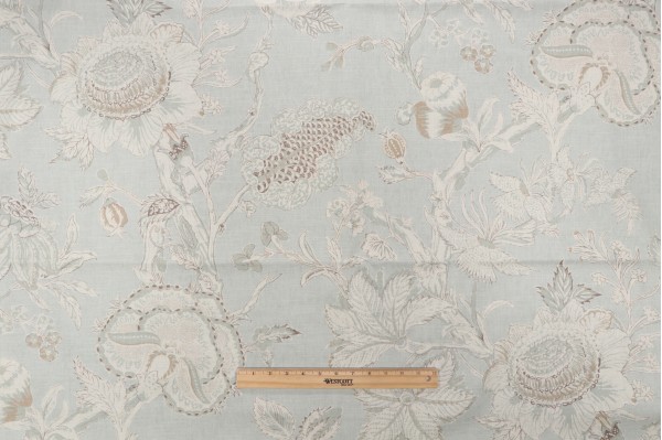 Thibaut Rittenhouse F94149 Printed Cotton Blend Drapery Fabric in Sea Glass