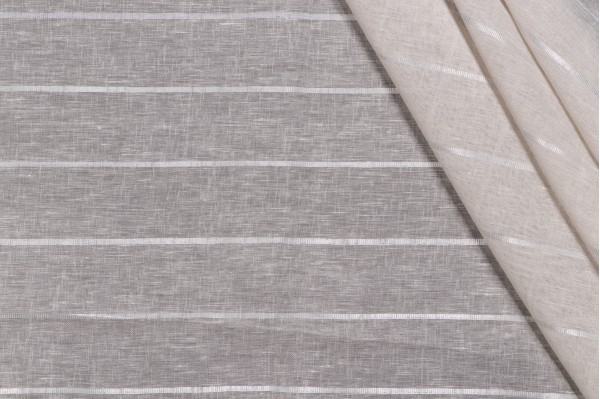 Thibaut Deco Stripe AW9133 Woven Sheer Drapery Fabric in Flax