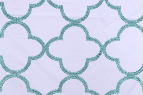1 Yard Anna French Mara W716004 Embroidered Drapery Fabric in Turquoise for Thibaut