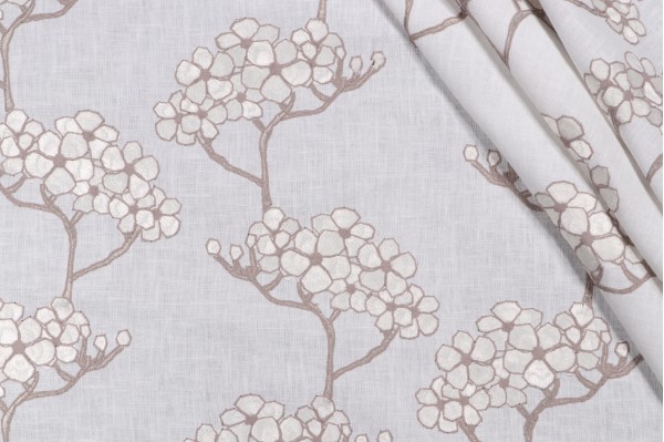 Valiant Fabrics Addison Embroidered Drapery Fabric in Beige 