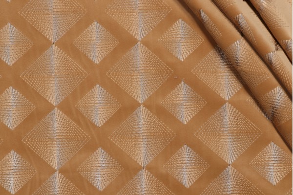 Valiant Fabrics Regent Embroidered Velveteen Decorator Fabric in Ore 