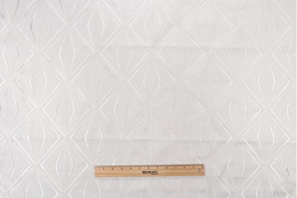 1 Yard Diamond Embroidered Cotton Decorator Fabric in Creme