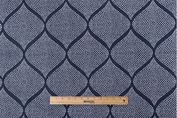 Robert Allen Mocambo Printed Cotton Drapery Fabric in Indigo