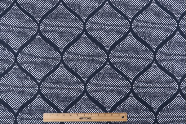 Robert Allen Mocambo Printed Cotton Drapery Fabric in Indigo