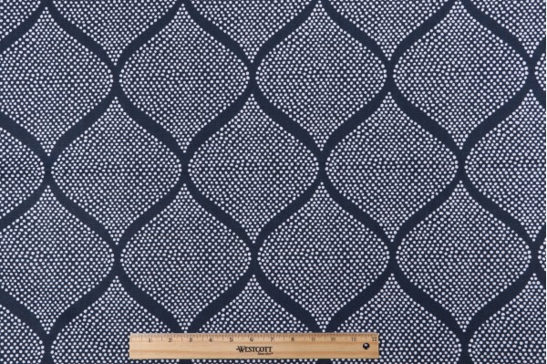 1 Yard Robert Allen Mocambo Printed Cotton Drapery Fabric in Indigo