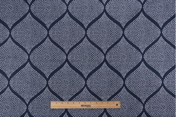 Robert Allen Mocambo Printed Cotton Drapery Fabric in Indigo