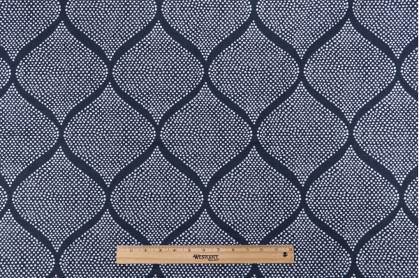 Robert Allen Mocambo Printed Cotton Drapery Fabric in Indigo