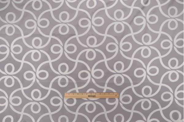 Renze Embroidered Drapery Fabric in Platinum