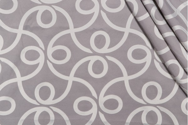 Renze Embroidered Drapery Fabric in Platinum