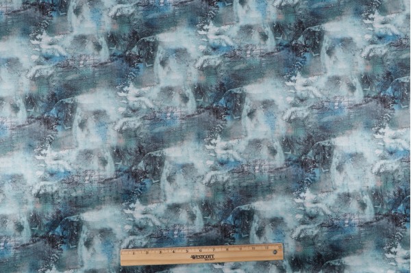 Hamilton Dorado Printed Velveteen Decorator Fabric in Bluewater 