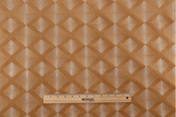 Valiant Fabrics Regent Embroidered Velveteen Decorator Fabric in Ore 