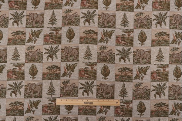 Wild Kingdom Tapestry Upholstery Fabric in Green 