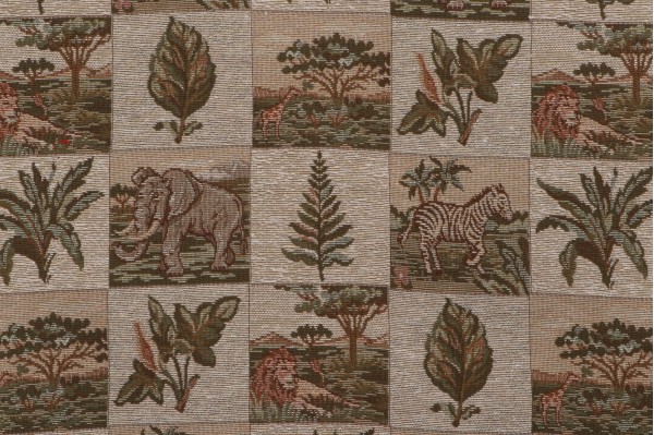 Wild Kingdom Tapestry Upholstery Fabric in Green 