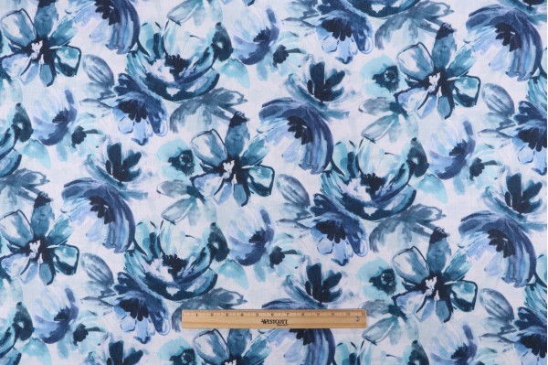 Sample of Crypton Florescent High Performance Printed Decorator Fabric in Indigo 
