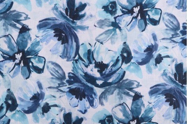 Sample of Crypton Florescent High Performance Printed Decorator Fabric in Indigo 