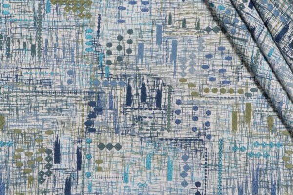 Sample of PK Lifestyles Handmade Embroidered Drapery Fabric in Azure 