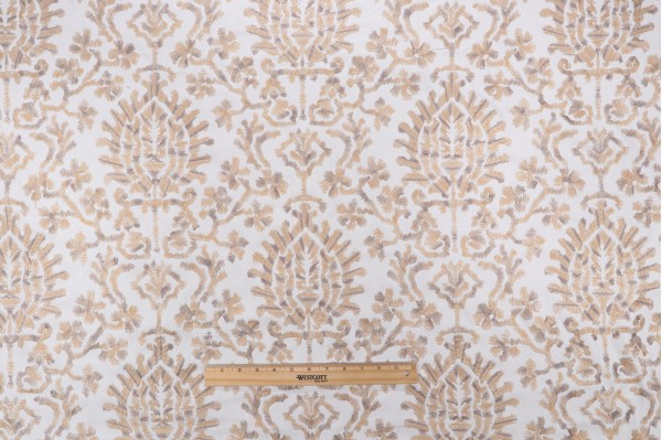 PK Lifestyles Balinese Embroidered Drapery Fabric in Linen 