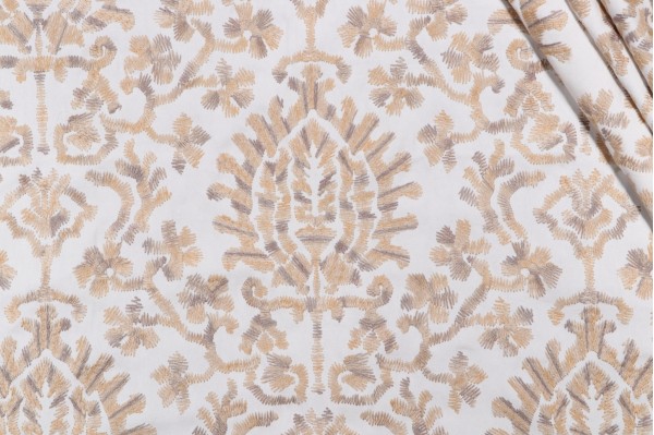 PK Lifestyles Balinese Embroidered Drapery Fabric in Linen 