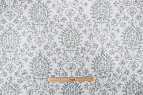 PK Lifestyles Balinese Embroidered Drapery Fabric in Mist 