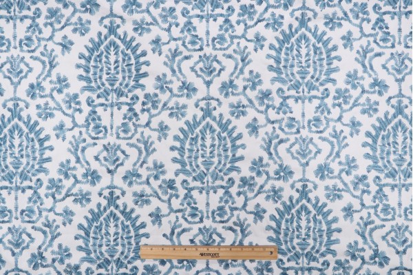 PK Lifestyles Balinese Embroidered Drapery Fabric in Pacific 