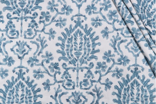 PK Lifestyles Balinese Embroidered Drapery Fabric in Pacific 