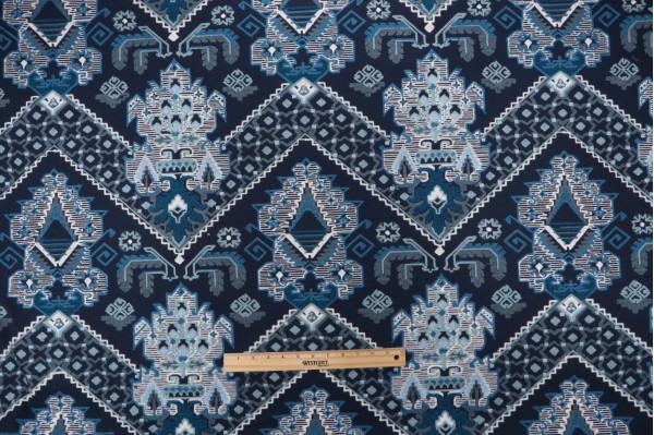 PK Lifestyles Casbah Embroidered Drapery Fabric in Indigo 