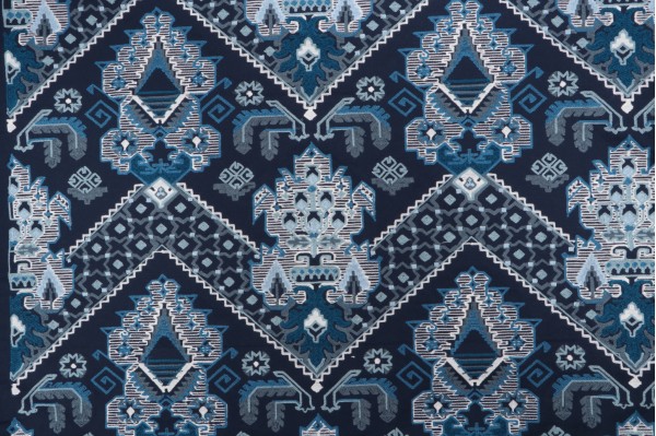 PK Lifestyles Casbah Embroidered Drapery Fabric in Indigo 