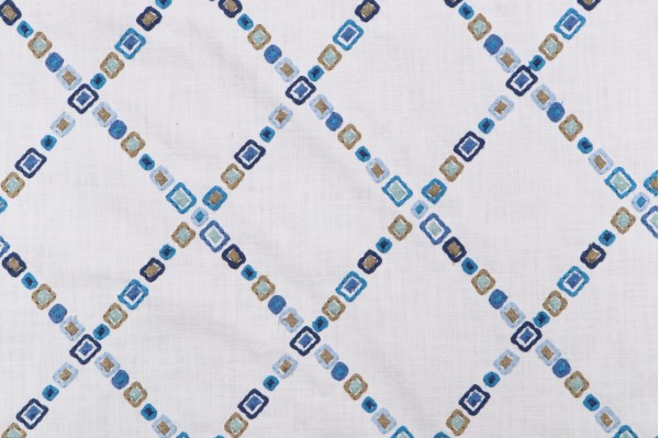 PK Lifestyles Diamond Jewel Embroidered Drapery Fabric in Aegean 