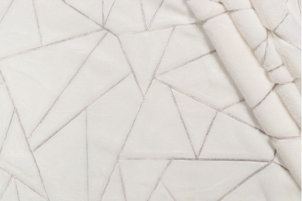 PK Lifestyles Departure Embroidered Faux-Fur Decorator Fabric in Champagne 