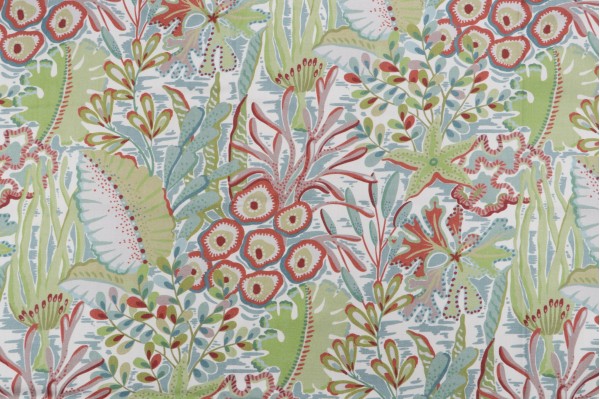 Hamilton Delray Printed Cotton Drapery Fabric in Aqua 