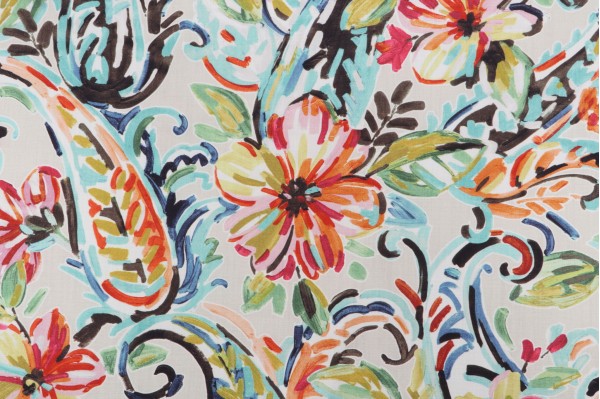 Hamilton Marisol Printed Cotton Drapery Fabric in Jewel 