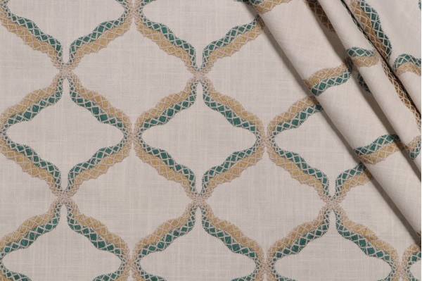 Valiant Fabrics Reign Embroidered Drapery Fabric in Imperial 