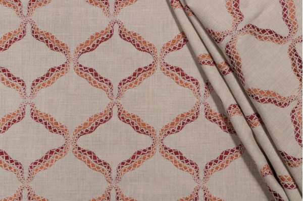 Sample of Valiant Fabrics Reign Embroidered Drapery Fabric in Regal 