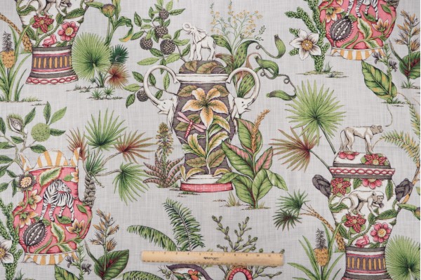Thibaut Tropical Fantasy F95766 Printed Drapery Fabric in Natural