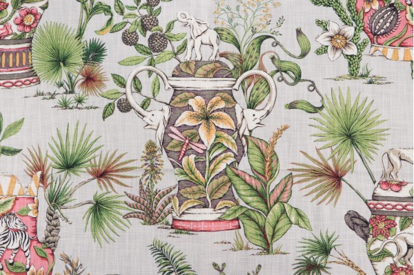 Thibaut Tropical Fantasy F95766 Printed Drapery Fabric in Natural