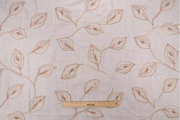 Valiant Fabrics Riley Embroidered Drapery Fabric in Linen