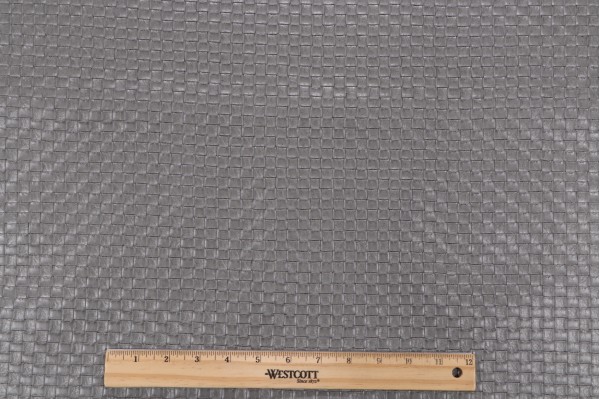 Basketweave Vinyl Upholstery Fabric in Grey