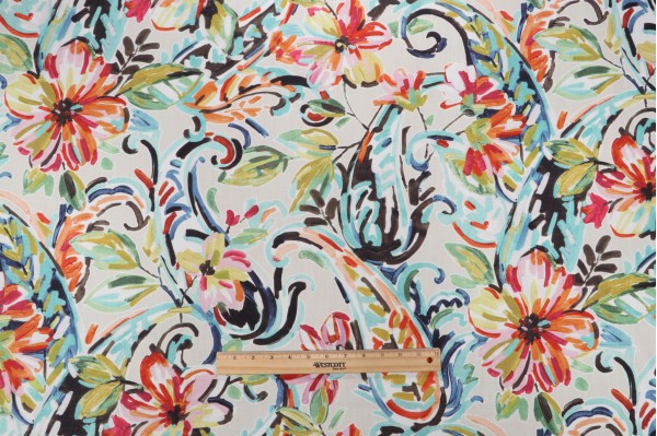 Hamilton Marisol Printed Cotton Drapery Fabric in Jewel 