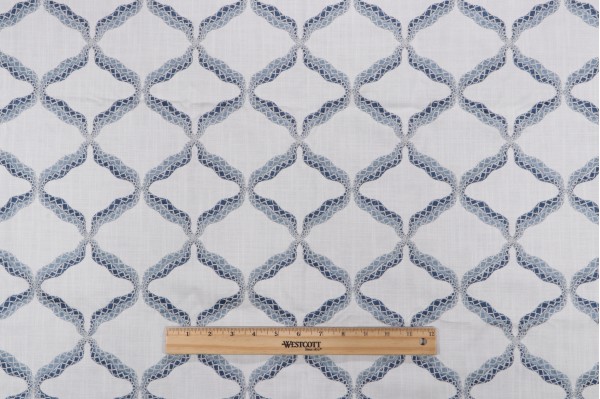 Valiant Fabrics Reign Embroidered Drapery Fabric in Nautic 