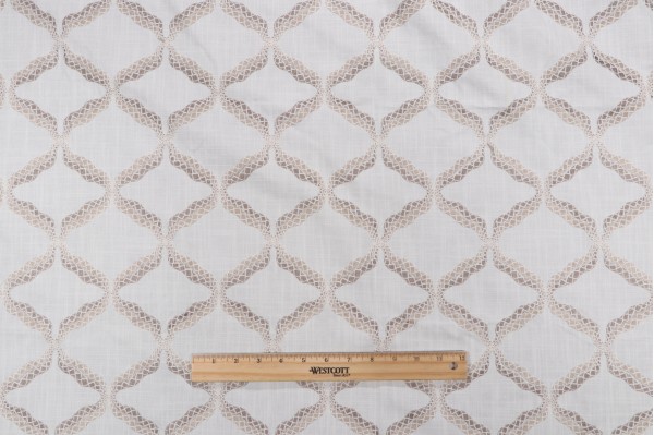 Sample of Valiant Fabrics Reign Embroidered Drapery Fabric in Vanilla 