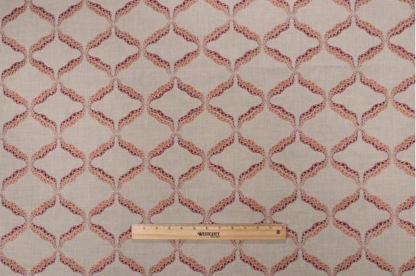 Sample of Valiant Fabrics Reign Embroidered Drapery Fabric in Regal 