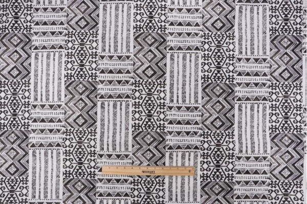 Mill Creek Izett Printed Cotton Drapery Fabric in Black Spice
