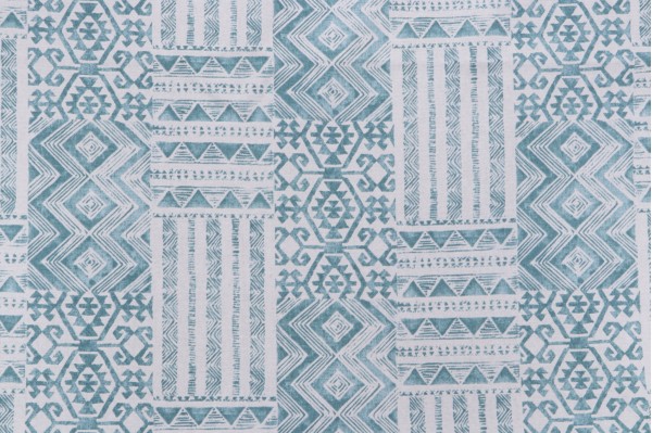 Mill Creek Izett Printed Cotton Drapery Fabric in Island Blue