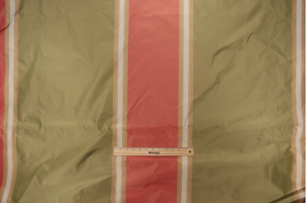 Scalamandre Villa Ornella Stripe Woven Decorator Fabric in Olive/Rose