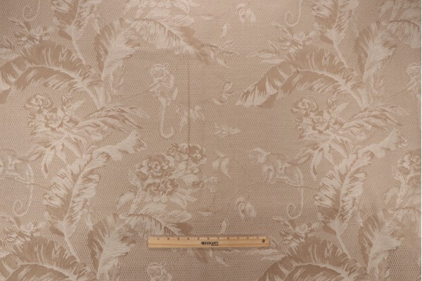 Scalamandre Les Singes Damask Upholstery Fabric in Beige