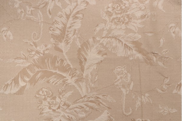 Scalamandre Les Singes Damask Upholstery Fabric in Beige