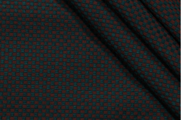 Scalamandre Lumina Check Woven Chenille Upholstery Fabric in Green/Copper